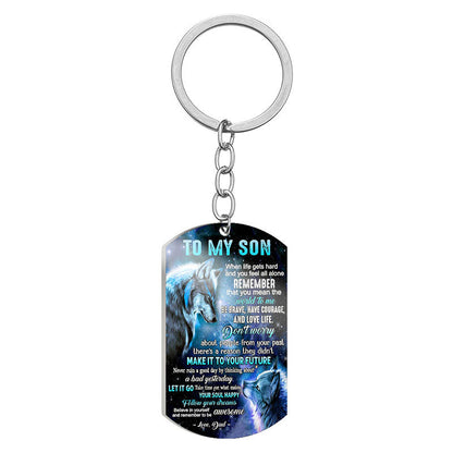 Dad To Son - Let It Go - Wolf Multi Colors Personalized Keychain - A882