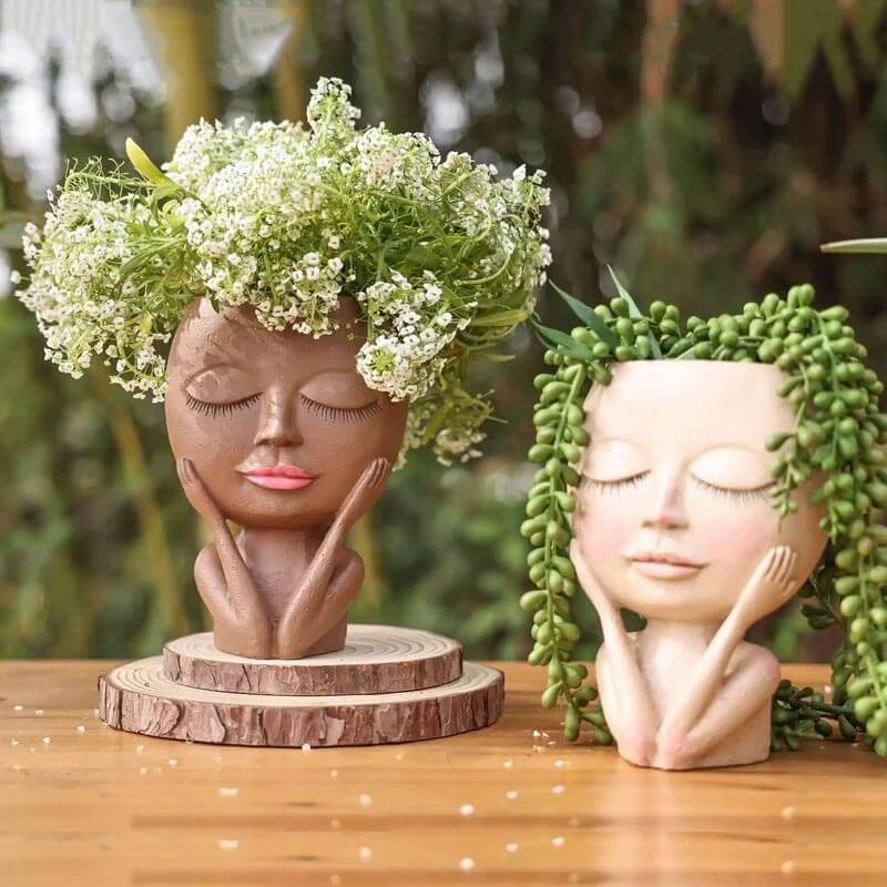 Cute Lady Face Plant Pot