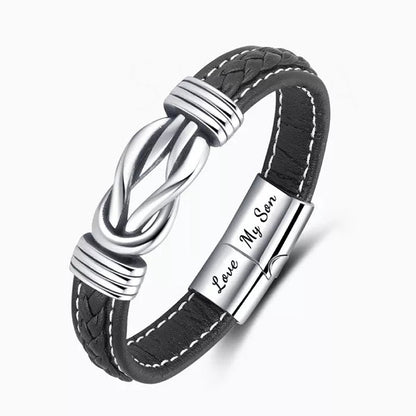 "Dad And Son Forever Linked Together" Braided Leather Bracelet