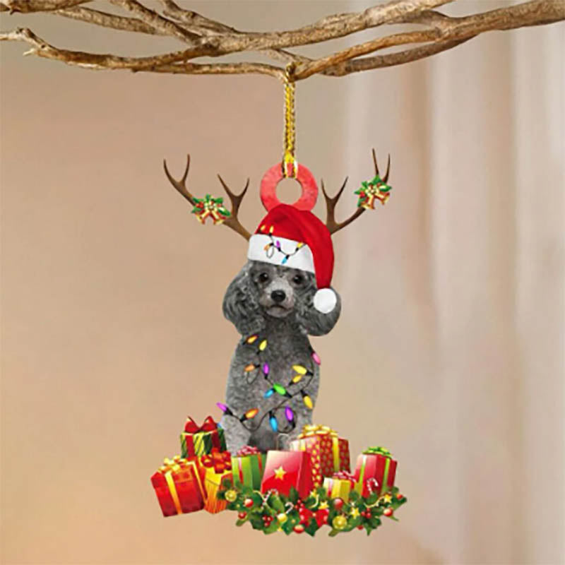 Christmas Pet Dog Wooden Pendant