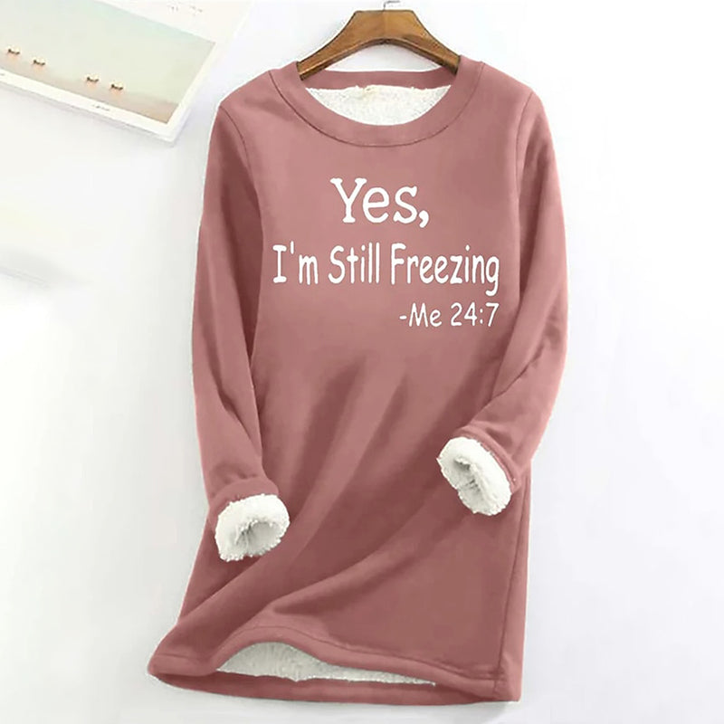 Women's Sweatshirt Pullover Fleece Teddy Fuzzy Letter Casual Round Neck Long Sleeve Top