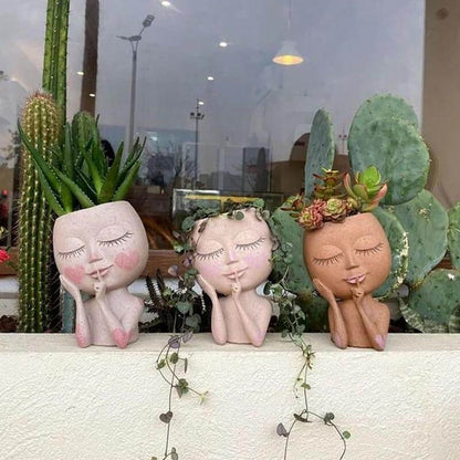 Cute Lady Face Plant Pot