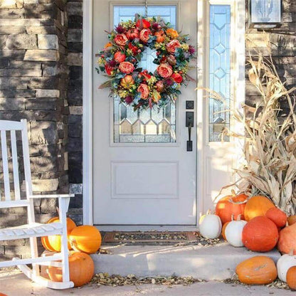 Fall Peony And Pumpkin Wreath - Year Round Wreath