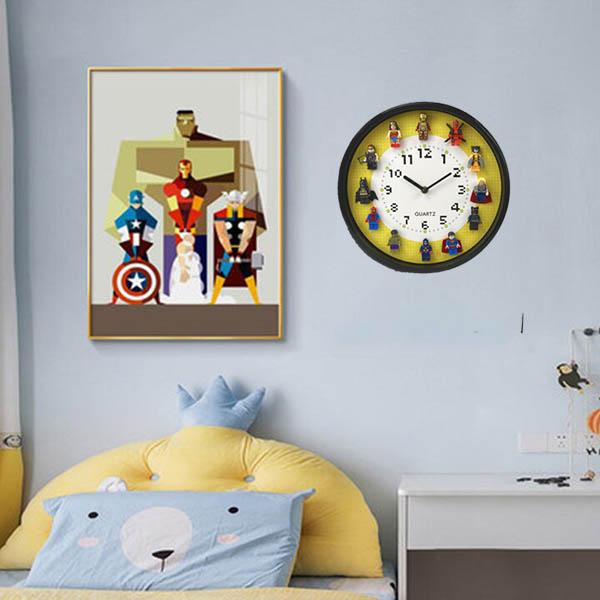 Wall Clock Including 12 Superheroes