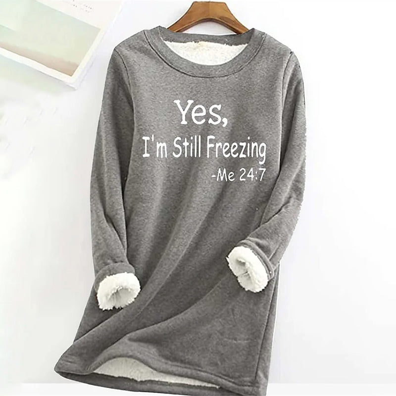 Women's Sweatshirt Pullover Fleece Teddy Fuzzy Letter Casual Round Neck Long Sleeve Top