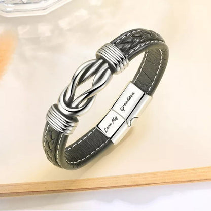 Grandmother and Grandson Forever Linked Together Braided Leather Bracelet