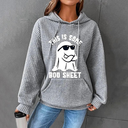 Women's Halloween This Is Some Boo Sheet Waffle Hoodie