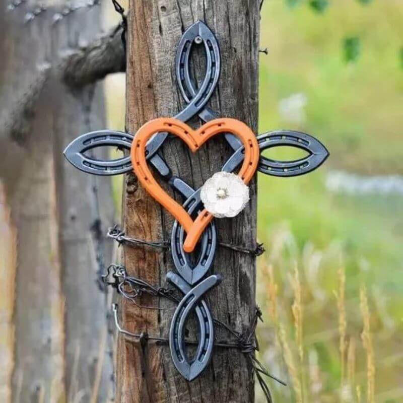 Natural Horseshoe Cross With Heart