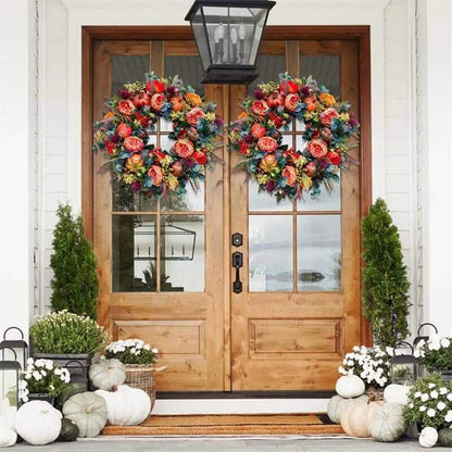 Fall Peony And Pumpkin Wreath - Year Round Wreath