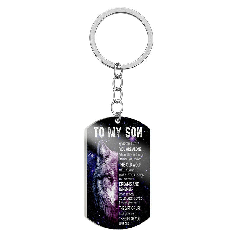 Dad To Son - Life Gave Me The Gift Of You - Wolf Multi Colors Personalized Keychain - A885