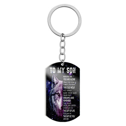 Dad To Son - Life Gave Me The Gift Of You - Wolf Multi Colors Personalized Keychain - A885