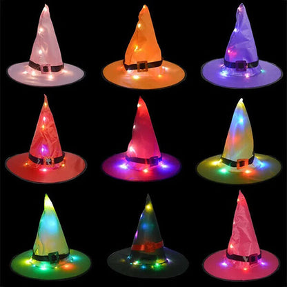 Glowing Witch Hat Decorations - 2 in 1 Hanging/Wearable