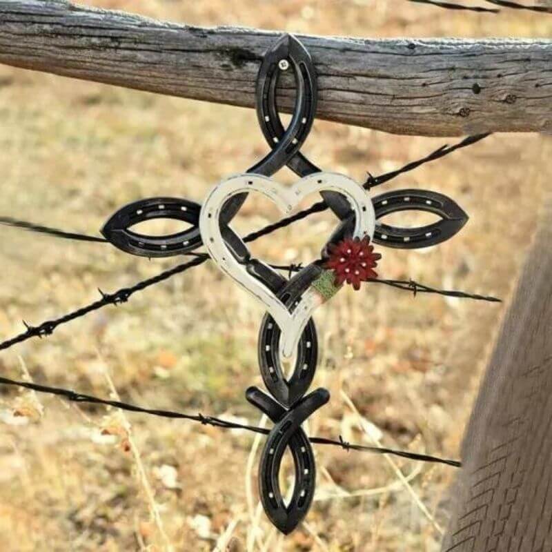 Natural Horseshoe Cross With Heart