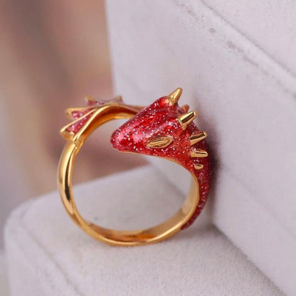 Gold Topaz Dragon Ring Adjustable Ring Size For Women/ Men