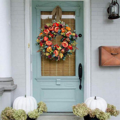 Fall Peony And Pumpkin Wreath - Year Round Wreath