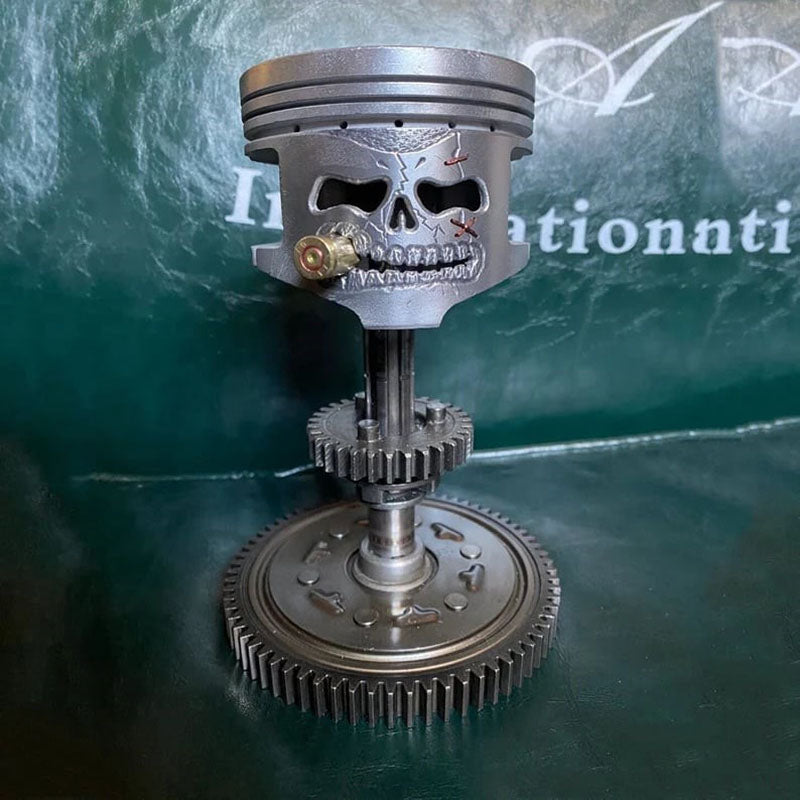 Handmade Piston Skull Face Sculpture