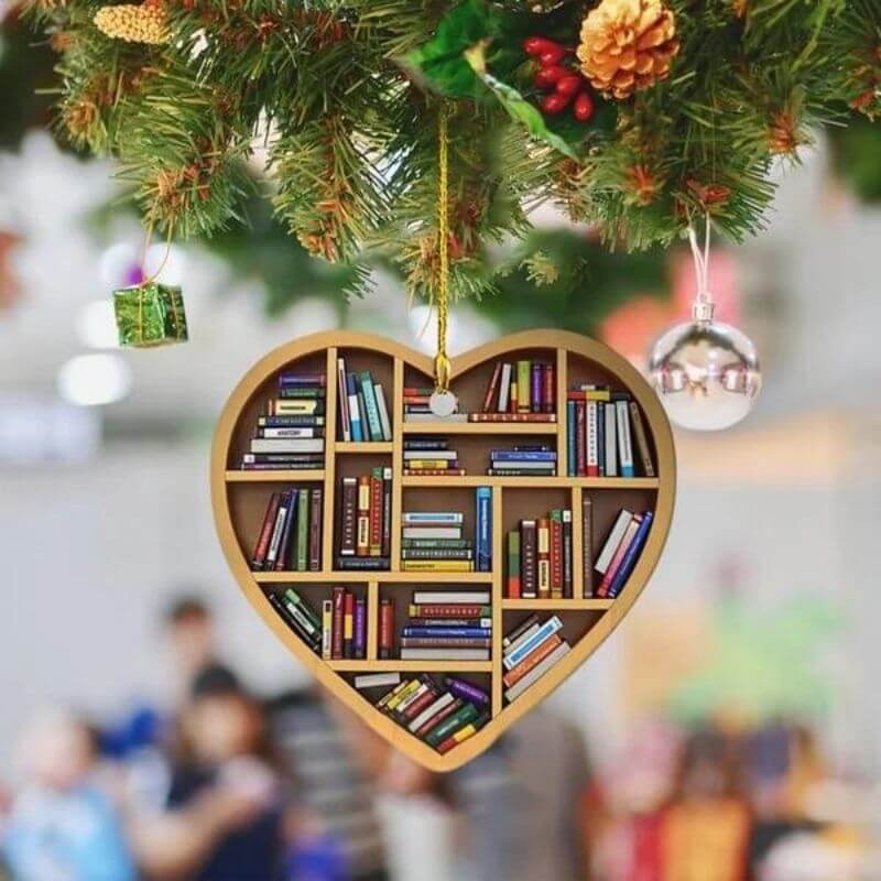 Book Lovers Heart Ornament