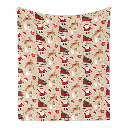 Santa Claus and Elk Sled - A515 - Christmas Premium Blanket