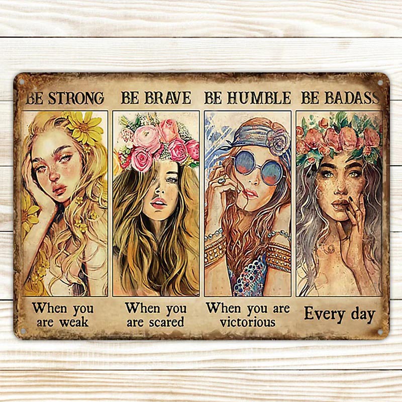 Vintage Metal Tin Sign, The Women Encourage And Inspire Board, Wall Decoration, Cafe Decoration