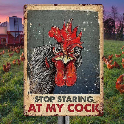 Chicken Stop Staring At My Cocker Vintage Home Decor, Room Decor Metal Sign