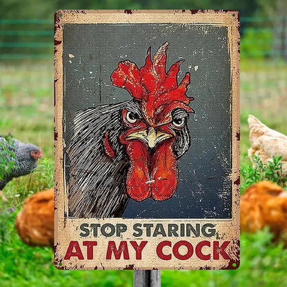 Chicken Stop Staring At My Cocker Vintage Home Decor, Room Decor Metal Sign