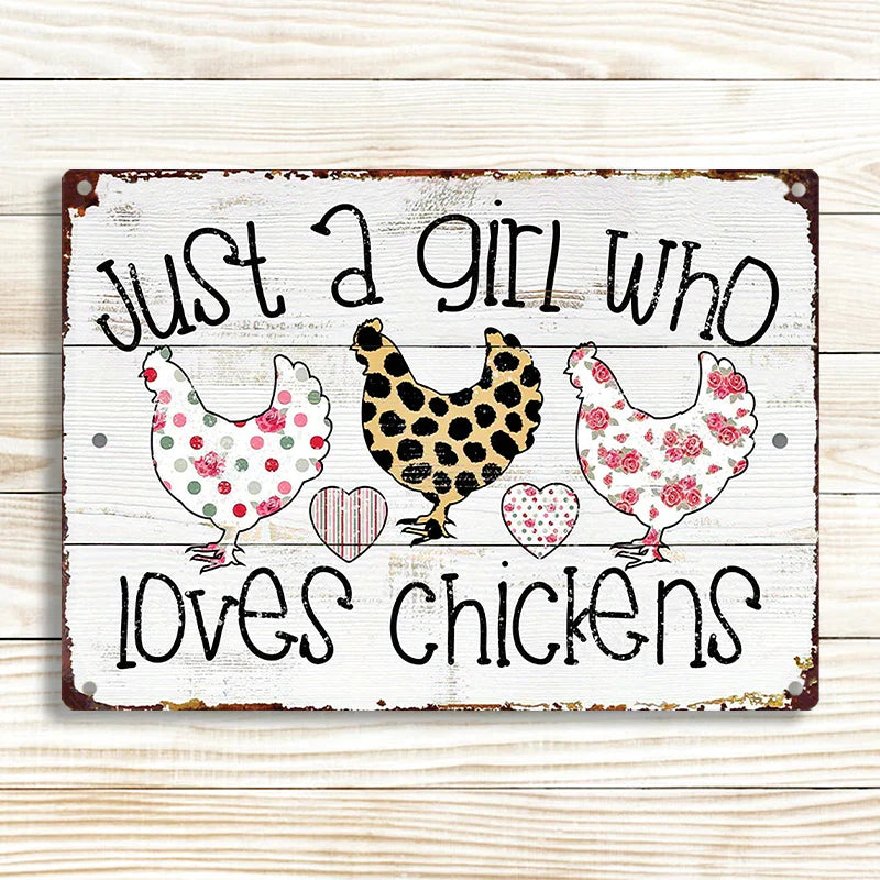 Just A Girl Who Loves Chickens Metal Sign For Coop Funny Outdoor Funny Chicken Coop Sign