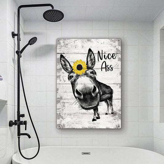 Funny Donkey Sunflower Metal Sign Farmhouse Bathroom Unique Gifts For Home Vintage Farm Animal Design