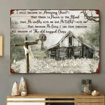 Old Barn Painting Dandelion Field I Still Believe In Amazing Grace Retro Metal Tin Sign Vintage Sign For Home Wall Decor