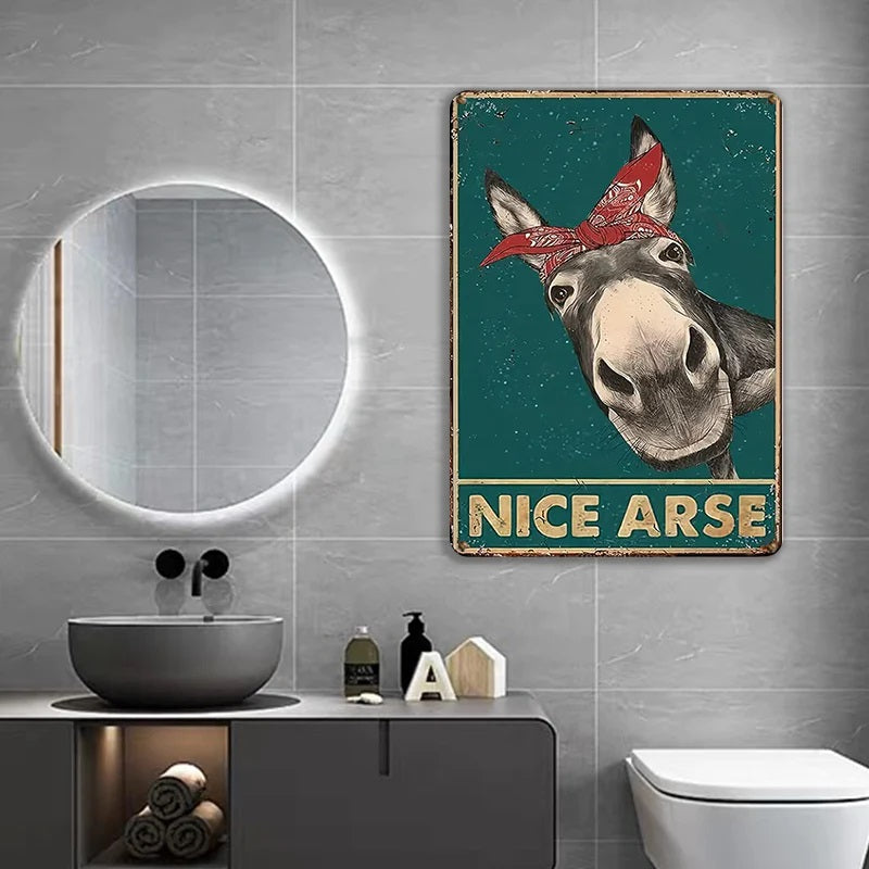 Vintage Metal Sign, Nice Donkey Fun Animal For Home Bathroom Farmhouse Bedroom Indoor And Outdoor Decoration