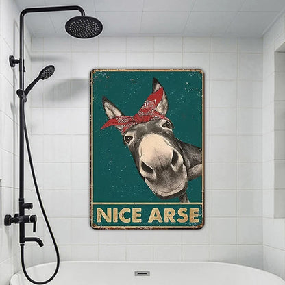 Vintage Metal Sign, Nice Donkey Fun Animal For Home Bathroom Farmhouse Bedroom Indoor And Outdoor Decoration