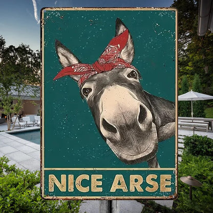 Vintage Metal Sign, Nice Donkey Fun Animal For Home Bathroom Farmhouse Bedroom Indoor And Outdoor Decoration