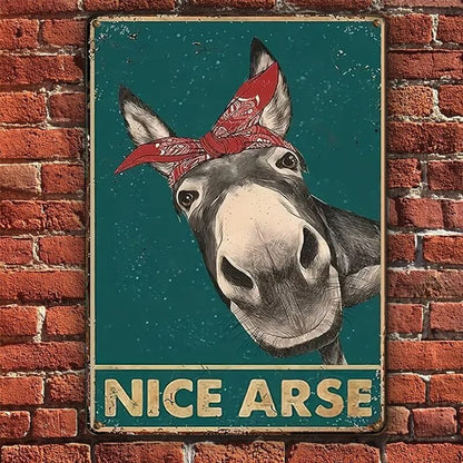 Vintage Metal Sign, Nice Donkey Fun Animal For Home Bathroom Farmhouse Bedroom Indoor And Outdoor Decoration