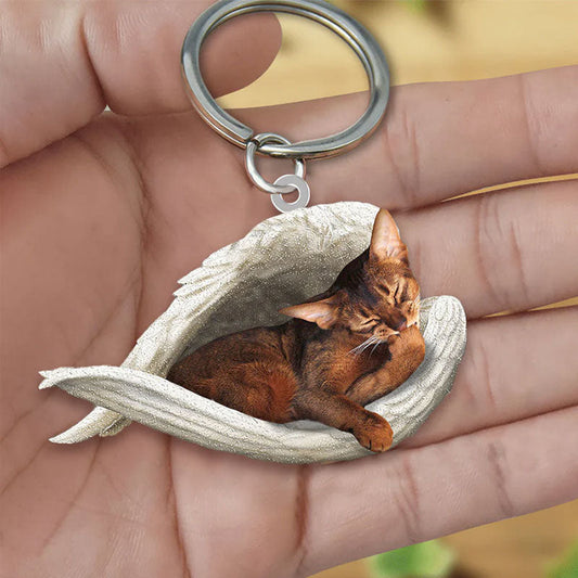 Sleeping Angel Acrylic Keychain Abyssinian Cat SA030