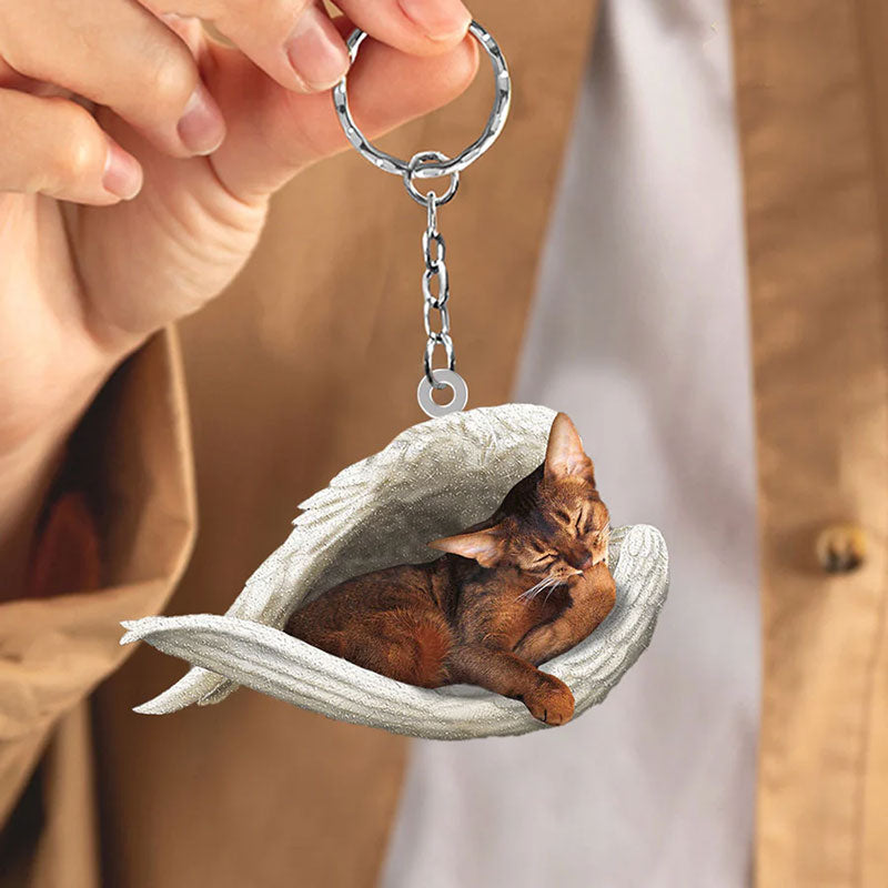 Sleeping Angel Acrylic Keychain Abyssinian Cat SA030