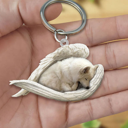 Sleeping Angel Acrylic Keychain American Eskimo SA025