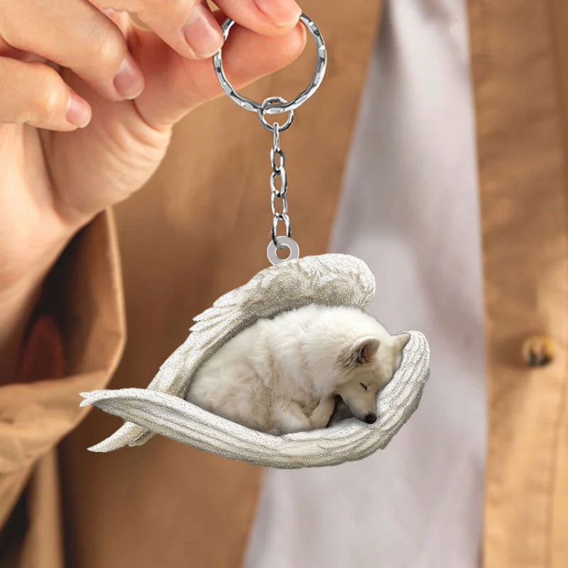 Sleeping Angel Acrylic Keychain American Eskimo SA025