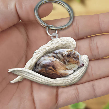 Sleeping Angel Acrylic Keychain Australian Shepherd SA037