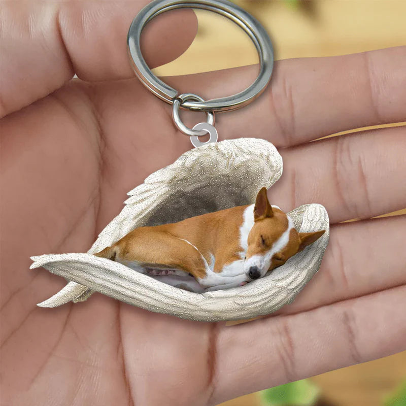 Sleeping Angel Acrylic Keychain Basenji SA092