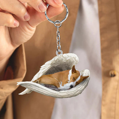 Sleeping Angel Acrylic Keychain Basenji SA092