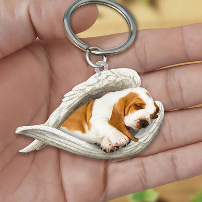 Sleeping Angel Acrylic Keychain Basset Hound SA070