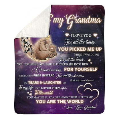 To My Grandma - From Grandson - A320 - Premium Blanket