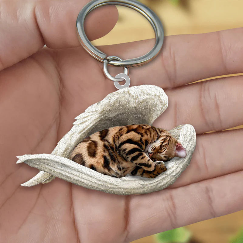 Sleeping Angel Acrylic Keychain Bengal Cat SA125