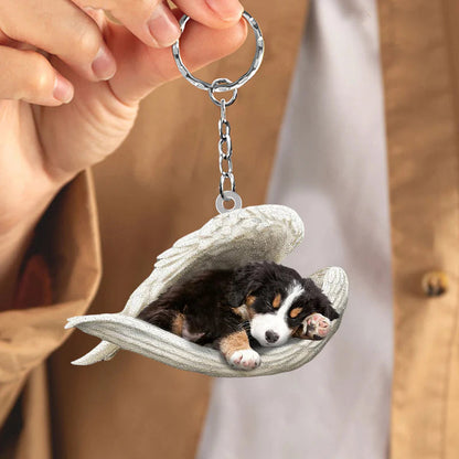 Sleeping Angel Acrylic Keychain Bernese Mountain SA062