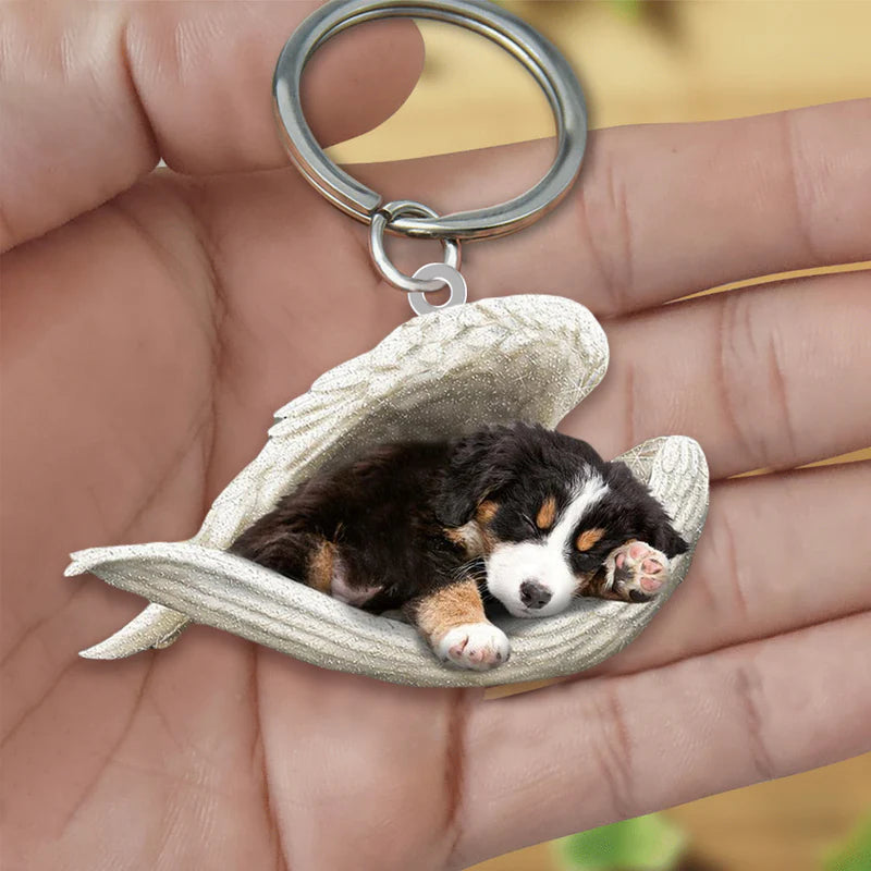 Sleeping Angel Acrylic Keychain Bernese Mountain SA062