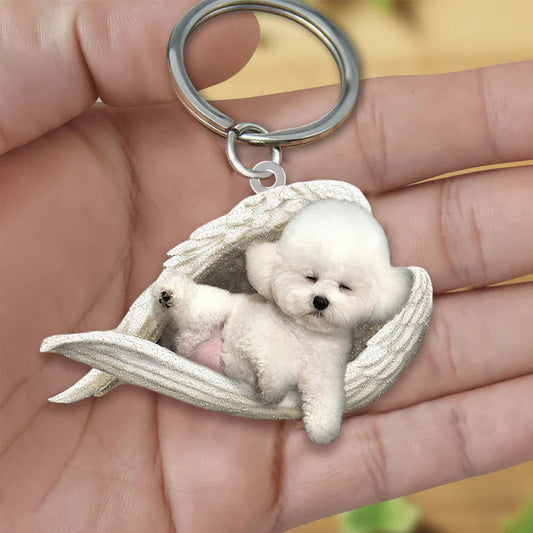 Sleeping Angel Acrylic Keychain Bichon Frise SA044