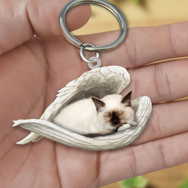 Sleeping Angel Acrylic Keychain Birman Cat SA029