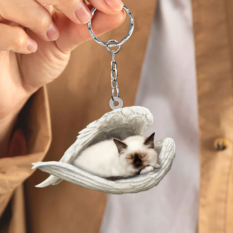 Sleeping Angel Acrylic Keychain Birman Cat SA029