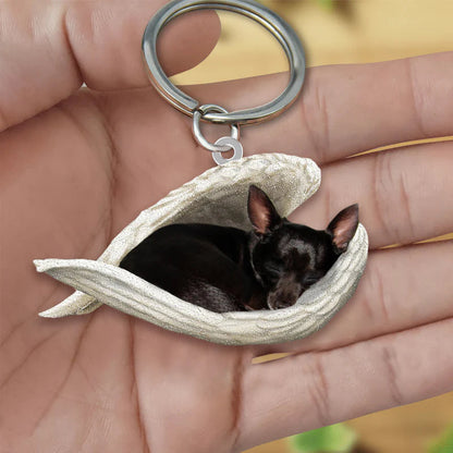 Sleeping Angel Acrylic Keychain Black Chihuahua SA057