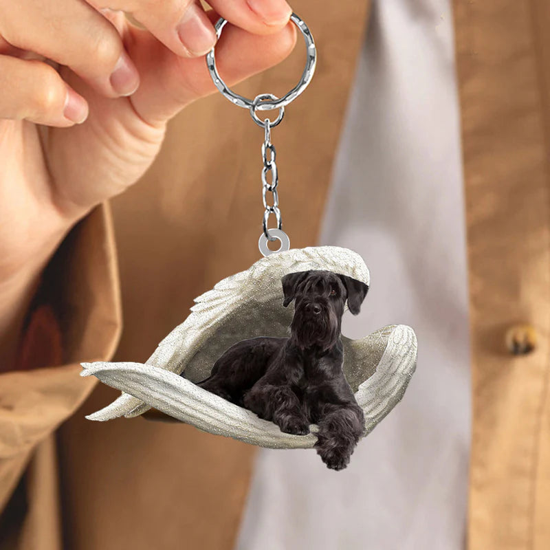 Sleeping Angel Acrylic Keychain Black Schnauzer SA110