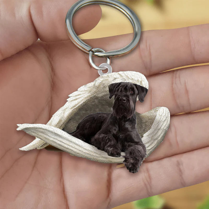 Sleeping Angel Acrylic Keychain Black Schnauzer SA110